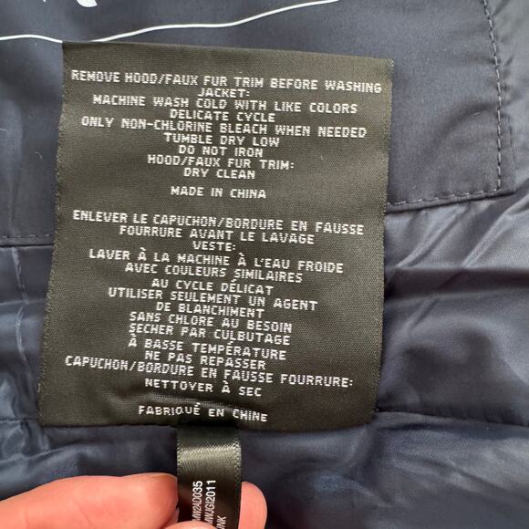 NWT Andrew Marc Phoebe Down-Filled Faux Fur Trim Zip Front Long Coat Blue Size S - Picture 13 of 16